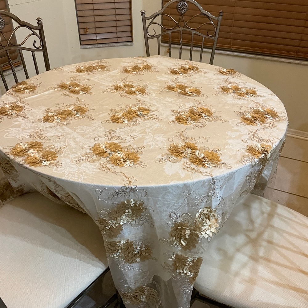 120" Champagne Round  Tablecloth for Wedding Banquet Restaurant Home Decorations